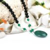 Black Agate and Green Onyx with Crystal Beads Necklace - For building relationships and for spiritual growth