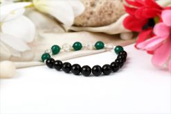 Black Agate and Green Onyx with Sphatik beads bracelet - To protect from evil eyes