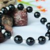 Black Agate Bracelet in pure silver balls - For protection, courage and success