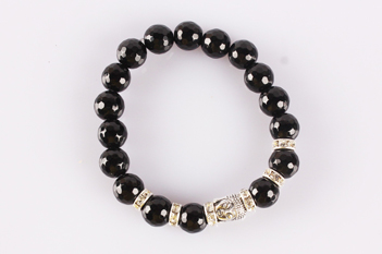 Black Agate Buddha Bracelet - For good luck and tranquility