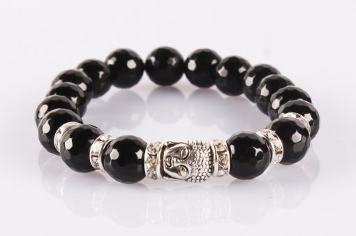 Black Agate Buddha Bracelet - For good luck and tranquility