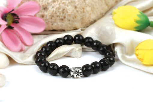 Black Agate with Buddha Bracelet To Brings good luck and tranquility