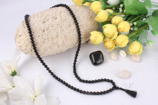 Black Onyx Round Necklace Mala For strength and stamina