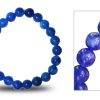 Blue Agate Round Bead Bracelet for protection, courage and success