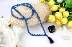 Blue Jade Round Necklace Mala To enhances creativity and wisdom