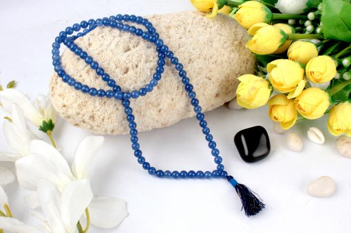 Blue Jade Round Necklace Mala To enhances creativity and wisdom