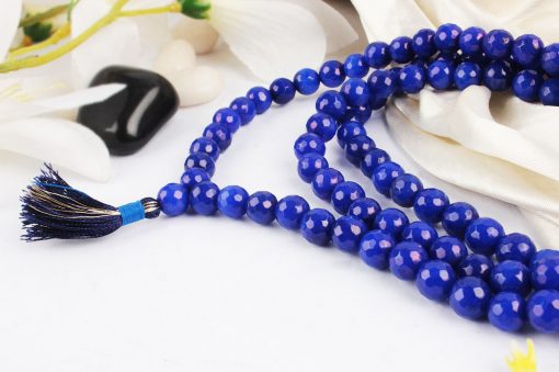 Blue Onyx Faceted Necklace Mala To banishes grief and enhances self-control