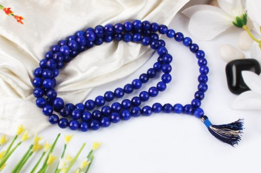 Blue Onyx Faceted Necklace Mala To banishes grief and enhances self-control