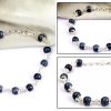 Round Blue Sapphire Bracelet with Flower Sterling Silver Capping