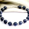 Blue Sapphire Bracelet with silver balls - Round