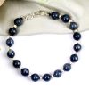 Blue Sapphire Bracelet with silver balls - Round