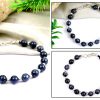 Blue Sapphire Bracelet with silver balls - Round