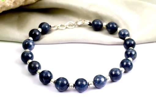 Blue Sapphire Bracelet with silver balls - Round