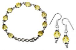 Citrine Faceted Bead Bracelet - Earrings Set - To manifest your goals