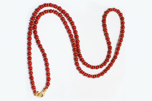 Coral Necklace - gold polished silver chakris