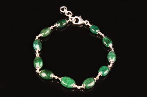 Emerald Bracelet in silver caps to overcome difficult & challenging situation