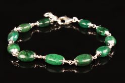 Emerald Bracelet in silver caps to overcome difficult & challenging situation