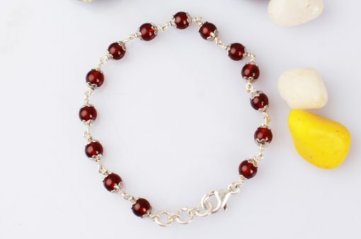 Gomed Bracelet in pure silver flower caps - For improves appetite, vitality and bestows good health