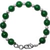 Green Onyx Round Bracelet with german silver balls to Promotes love and trust