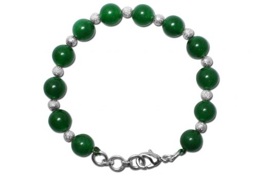 Green Onyx Round Bracelet with german silver balls to Promotes love and trust