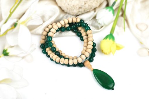 Green Onyx and Tulsi Beads Necklace - To relieves stress and enhances inner strength