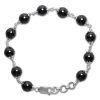 Hematite Bracelet in pure silver flower caps - To brings calmness, balance and clarity