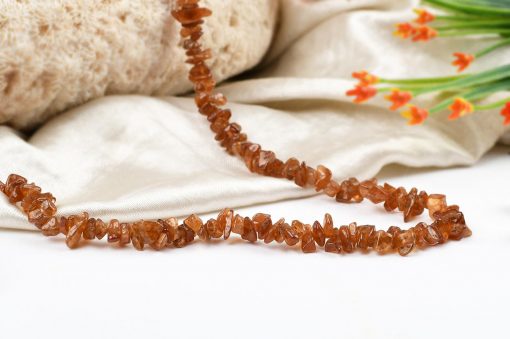 Hessonite Gomed Necklace - Uncut Beads to strengthens self-confidence