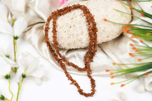 Hessonite Gomed Necklace - Uncut Beads to strengthens self-confidence