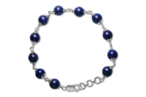 Lapis Lazuli in pure silver flower caps For enhancing love and fidelity