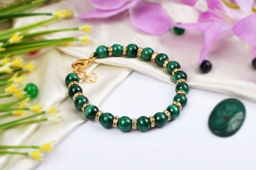 Malachite Bracelet - Gold Polish To expression of feelings and eliminates shyness