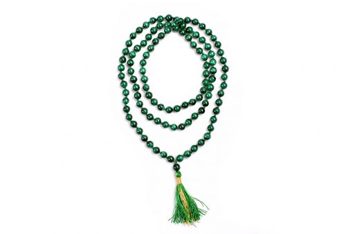 Malachite Round Necklace Mala to promotes the expression of feelings and eliminates shyness