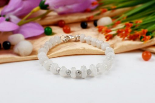 Moonstone Bracelet with german silver balls - To promotes love, peace and harmony