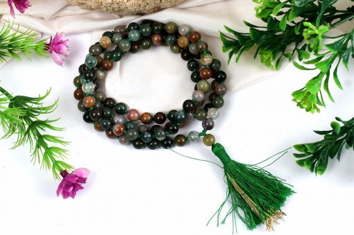 Moss Agate Necklace Mala For emotional peace and stability