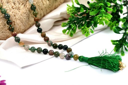 Moss Agate Necklace Mala For emotional peace and stability