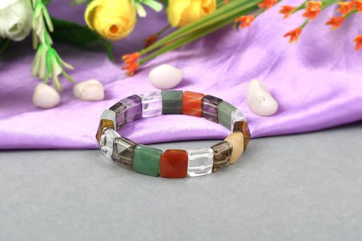 Navratna Gemstone Bracelet - Square beads to eliminates misery