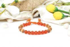 Orange Carnelian and White Sandal bracelet For strength and self-worth