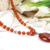 Orange Carnelian and White Sandal beads Mala