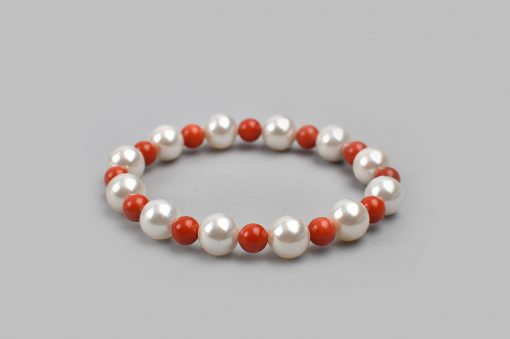 Pearl and Coral bead Bracelet To calms emotions and increases peace of mind