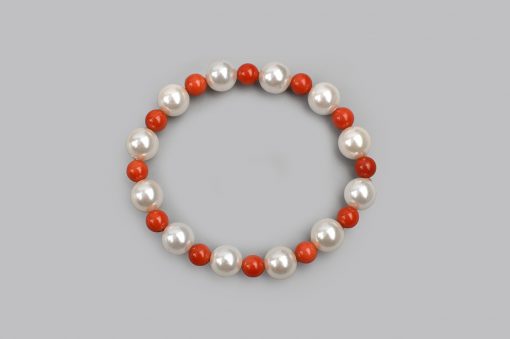 Pearl and Coral bead Bracelet To calms emotions and increases peace of mind