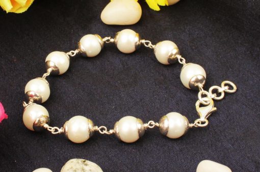 Pearl Bracelet in silver caps - For improve self-esteem and healing energy