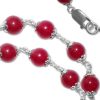 Red Agate Bracelet in pure silver flower caps - For maturity, self-acceptance and inner stability