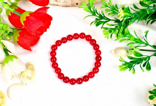 Red Agate Round Bead Bracelet - For protection and healing