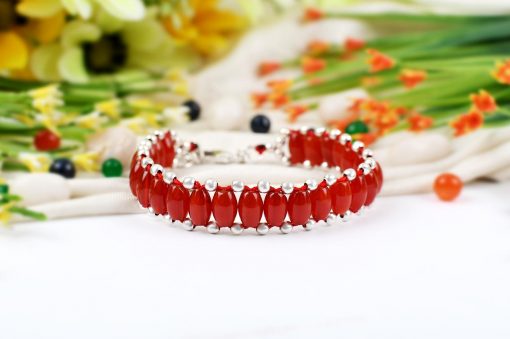 Red Carnelian drum shape bracelet - Design III To awakens talents