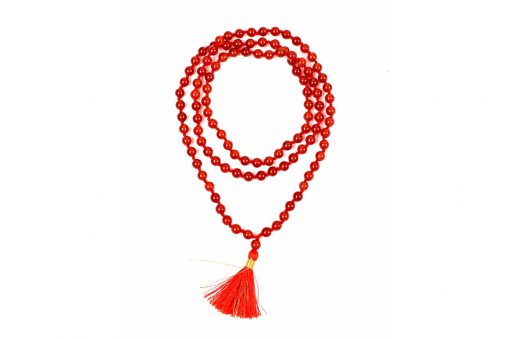 Red Carnelian Necklace - Round Mala - To brings good luck and opportunity