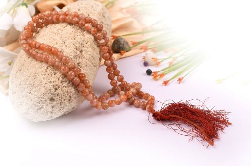 Red Sunstone Round Beads Necklace