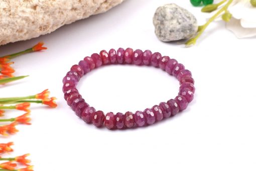 Ruby faceted Bracelet - Button Shape