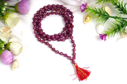 Ruby Faceted Necklace Mala