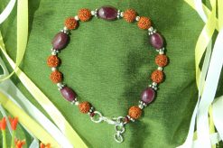 Ruby with Rudraksha Beads Bracelet - For confidence, good health and success