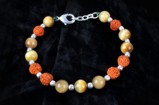 Rudraksha and Brown Cats Eye Bracelet