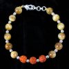 Rudraksha and Brown Cats Eye Bracelet